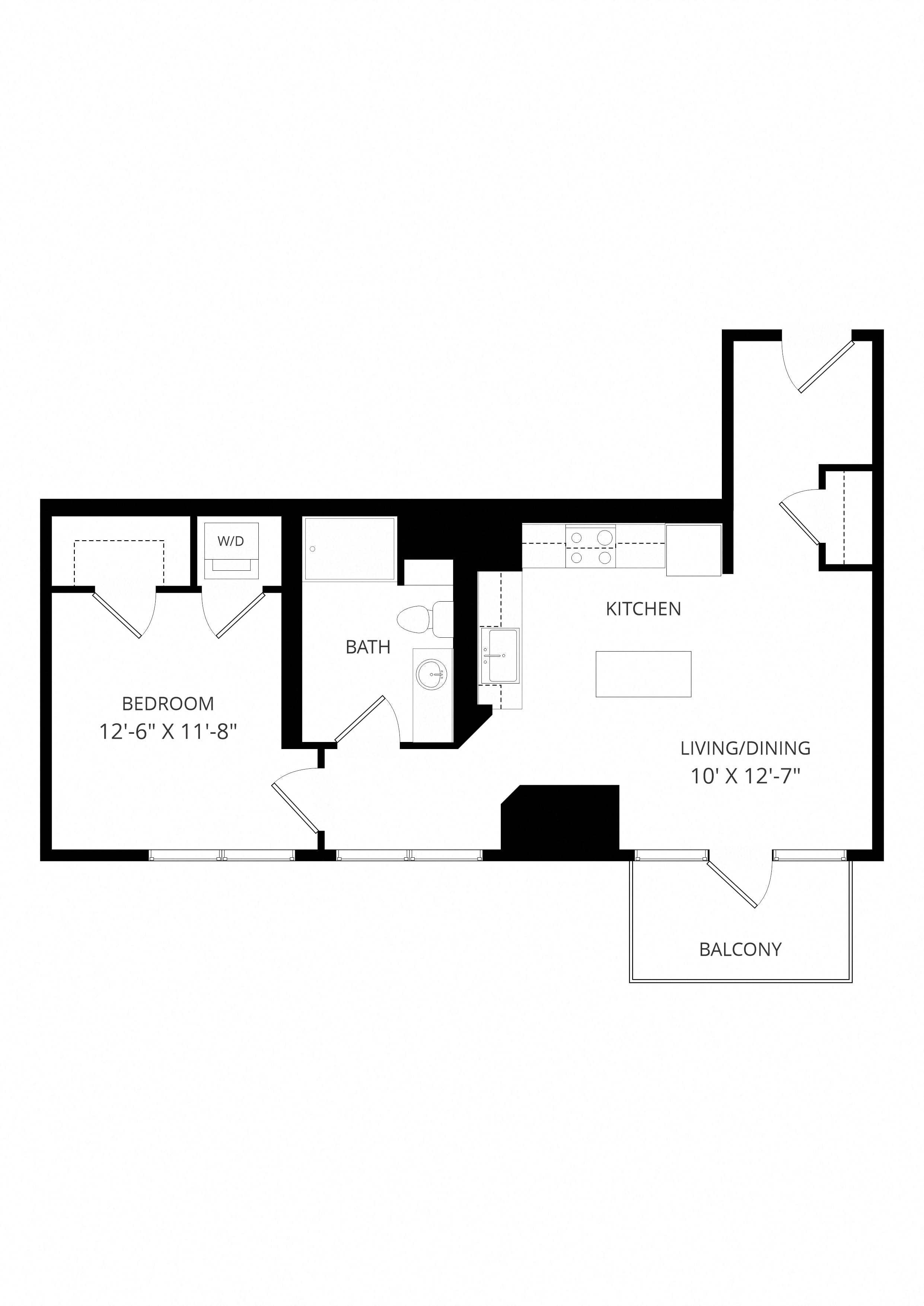1X1 B3 floor plan